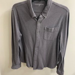 Destination | Soft Knit Button Up | Dark Grey | Small